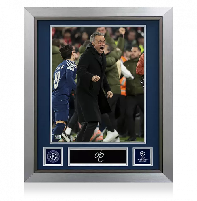 Luis Enrique Official UEFA Champions League Signed Plaque and Photo Frame: Iconic PSG Victory at Anfield