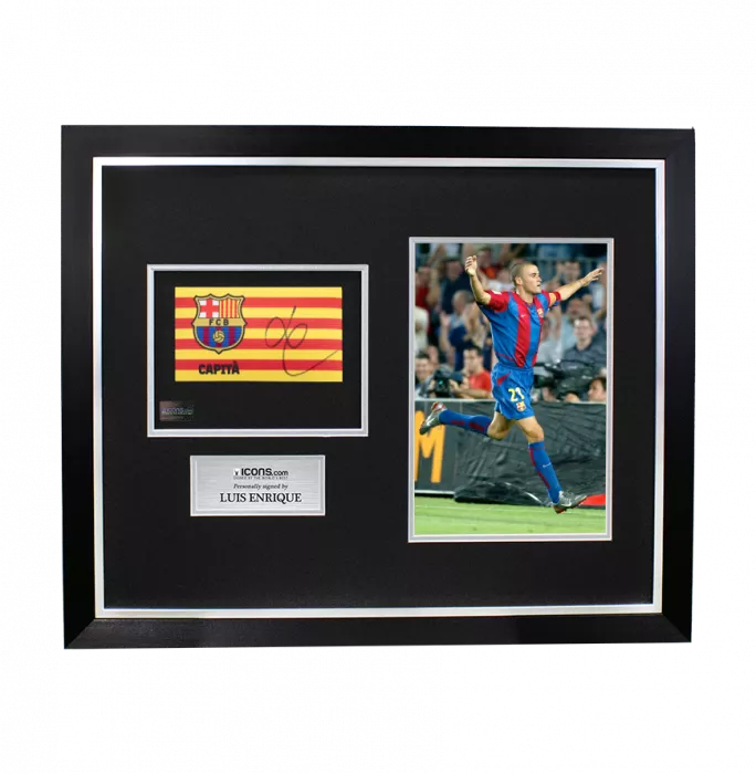 Luis Enrique Signed and Framed FC Barcelona Branded Captain's Armband