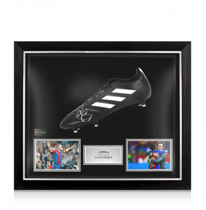 Luis Enrique Signed Black Adidas Goletto Boot In Bubble Frame: Option 1