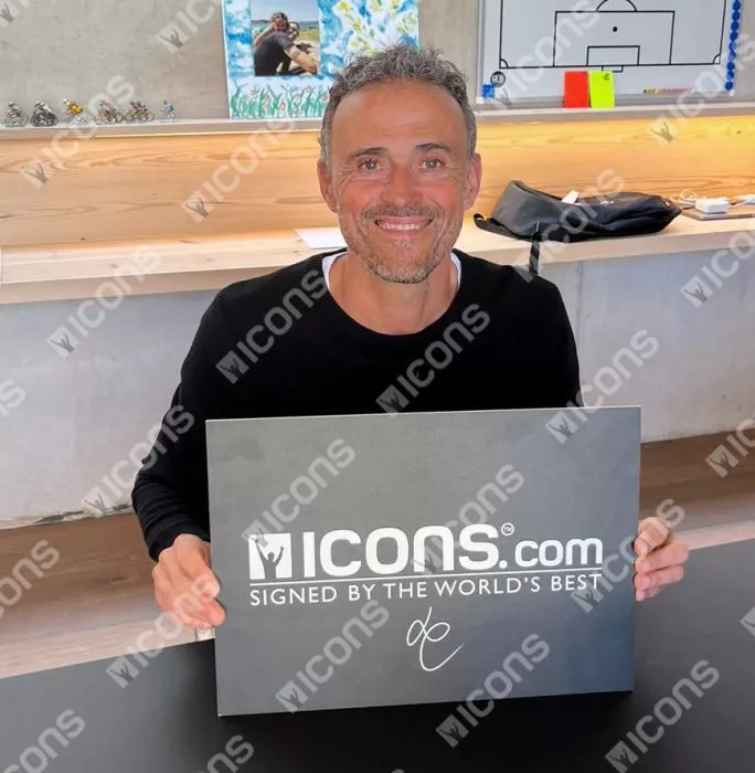 Luis Enrique Signed FC Barcelona Photo In Black Wooden Frame: 2015 UEFA Champions League Winner