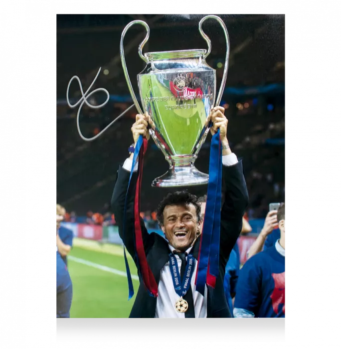 Luis Enrique Signed FC Barcelona Photo In Premium Photo Frame: 2015 UEFA Champions League Winner