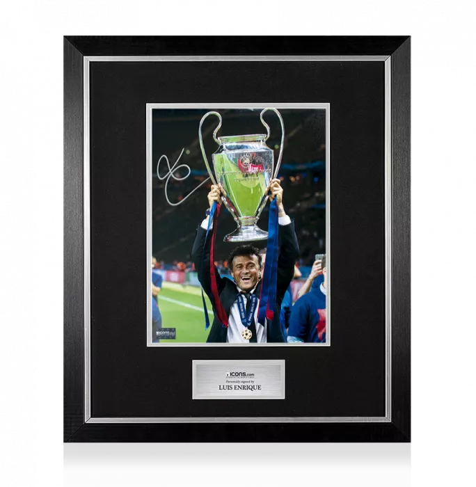 Luis Enrique Signed FC Barcelona Photo In Premium Photo Frame: 2015 UEFA Champions League Winner