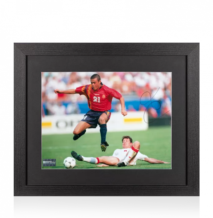 Luis Enrique Signed Spain Photo In Black Wooden Frame