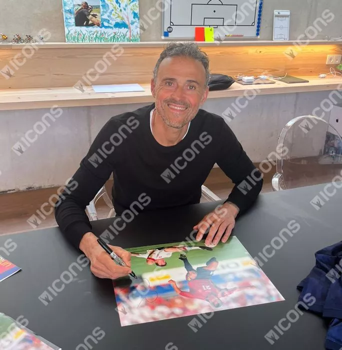 Luis Enrique Signed Spain Photo In Premium Photo Frame