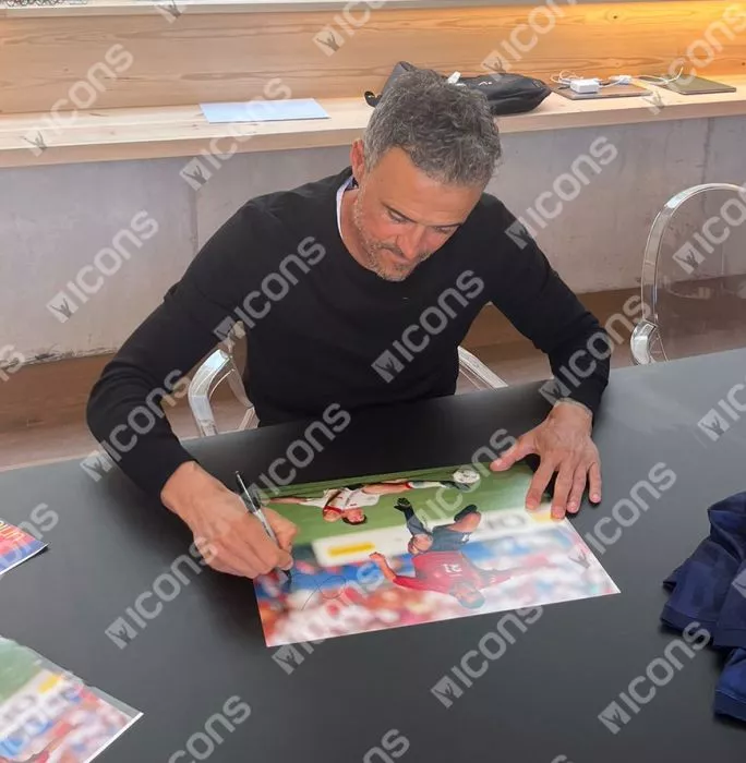 Luis Enrique Signed Spain Photo In Premium Photo Frame