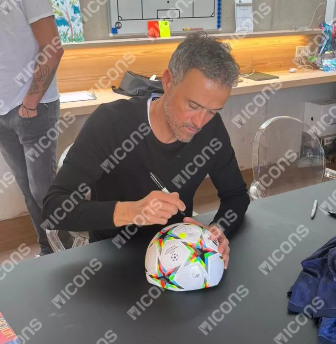 Luis Enrique Signed UEFA Champions League Football In Acrylic Case