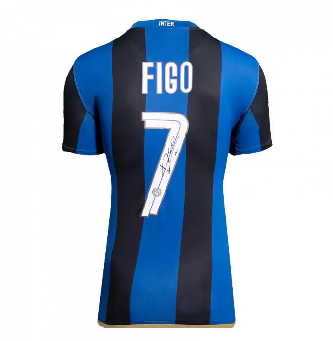 Luis Figo Back Signed Internazionale 2008-09 Home Shirt In Deluxe Packaging