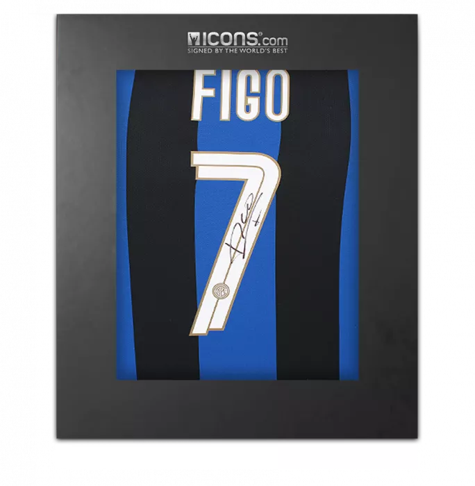 Luis Figo Back Signed Internazionale 2008-09 Home Shirt In Deluxe Packaging