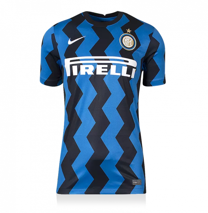 Luis Figo Back Signed Modern Internazionale Home Shirt With Fan Style Numbers In Hero Frame: Option 1