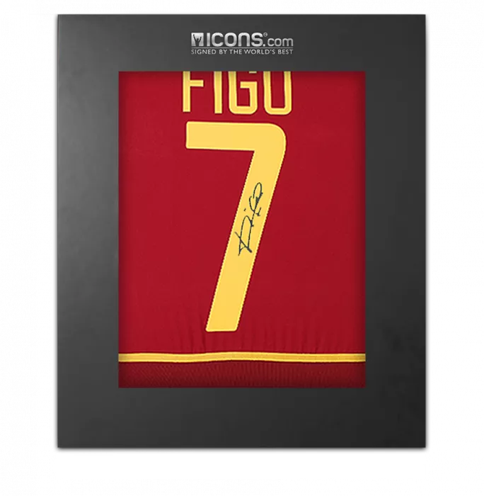 Luis Figo Back Signed Portugal 2002-04 Home Shirt In Deluxe Packaging