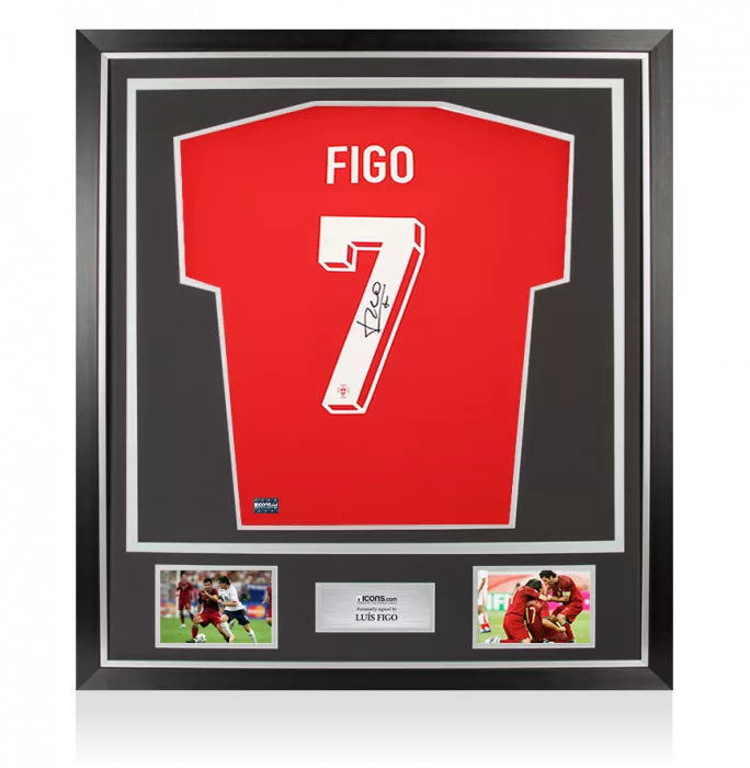 Luis Figo Back Signed Portugal 2024 Home Shirt In Classic Frame