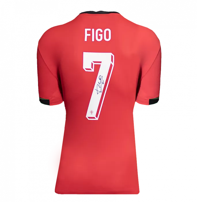 Luis Figo Back Signed Portugal 2024 Home Shirt In Deluxe Packaging