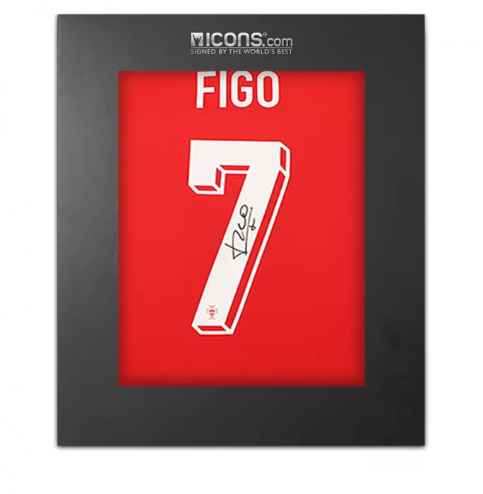 Luis Figo Back Signed Portugal 2024 Home Shirt In Deluxe Packaging