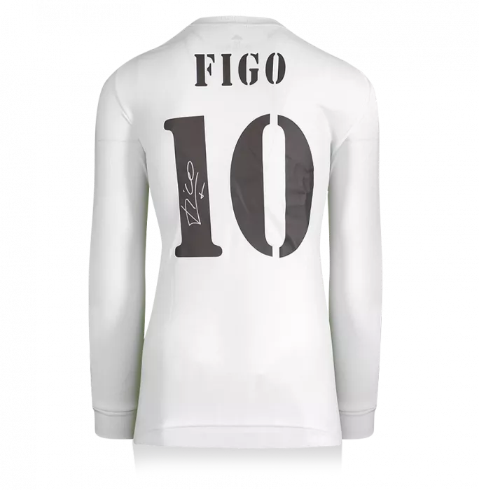 Luis Figo Back Signed Real Madrid 2001-02 Home Shirt With Long Sleeves
