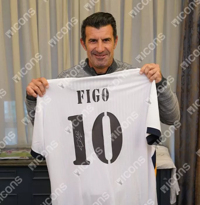 Luis Figo Back Signed Real Madrid Icons Shirt In Classic Frame