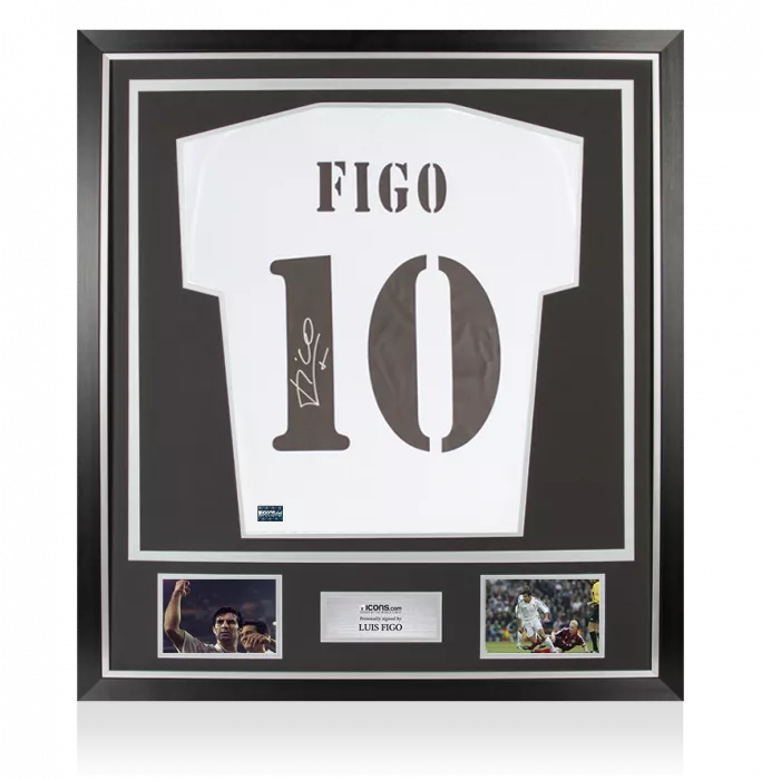 Luis Figo Back Signed Real Madrid Icons Shirt In Classic Frame