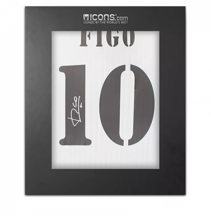 Luis Figo Back Signed Real Madrid Terrace Shirt In Deluxe Packaging