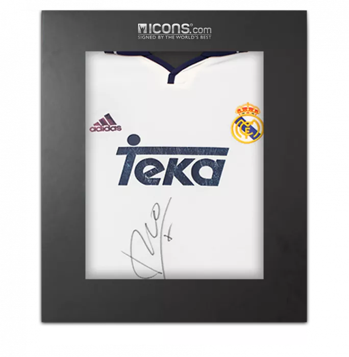 Luis Figo Front Signed Real Madrid 2000-01 Home Shirt In Deluxe Packaging