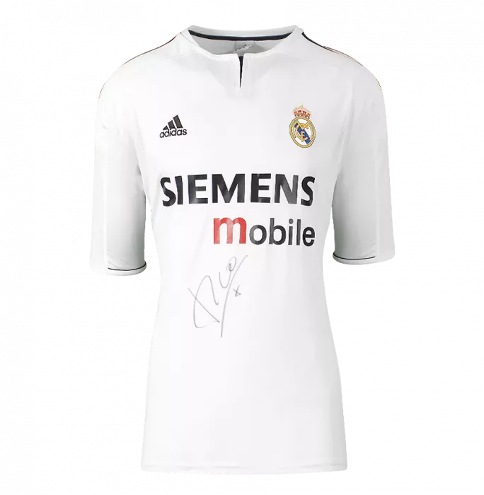 Luis Figo Front Signed Real Madrid 2003-04 Home Shirt In Deluxe Packaging