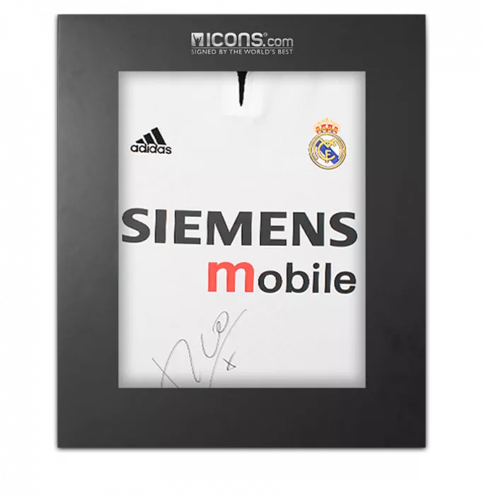 Luis Figo Front Signed Real Madrid 2003-04 Home Shirt In Deluxe Packaging