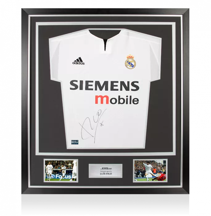 Luis Figo Front Signed Real Madrid 2003-04 Home Shirt In Classic Frame
