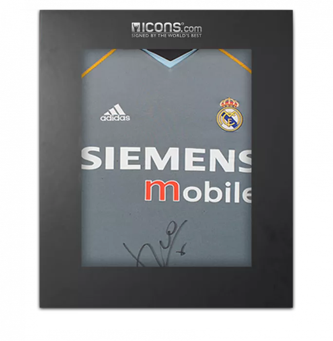 Luis Figo Front Signed Real Madrid 2003-04 Third Shirt In Deluxe Packaging