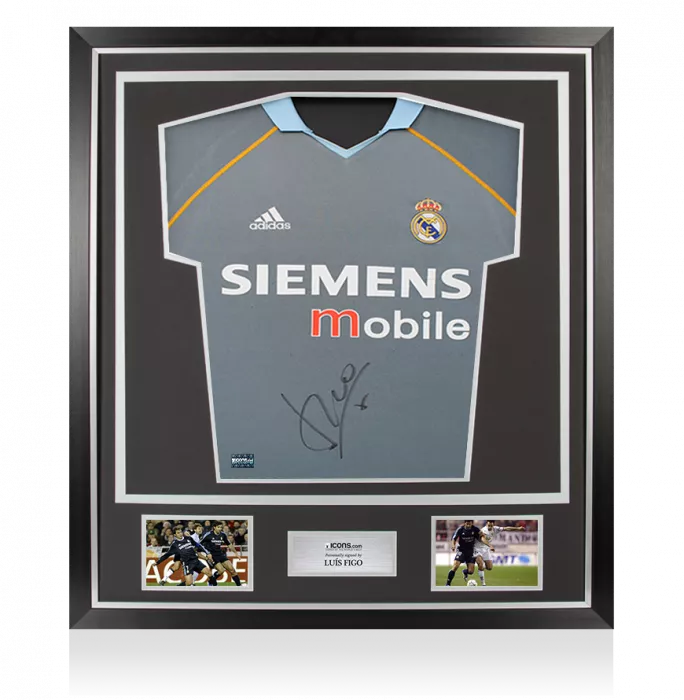 Luis Figo Front Signed Real Madrid 2003-04 Third Shirt In Classic Frame