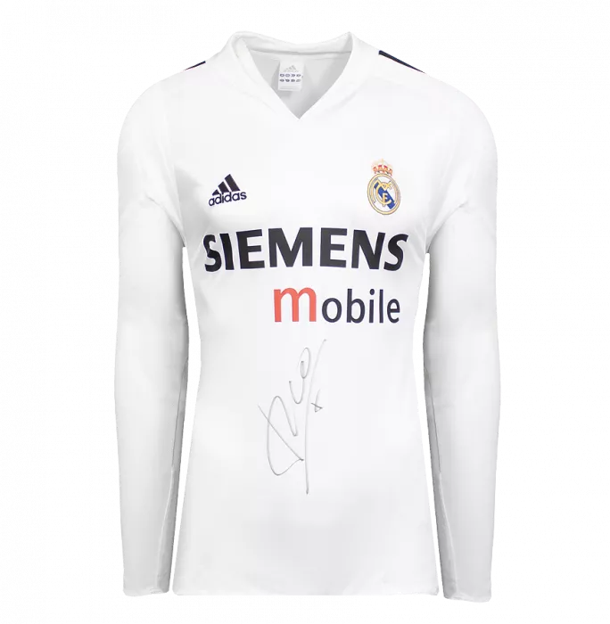 Luis Figo Front Signed Real Madrid 2004-05 Home Shirt - Long Sleeved In Deluxe Packaging