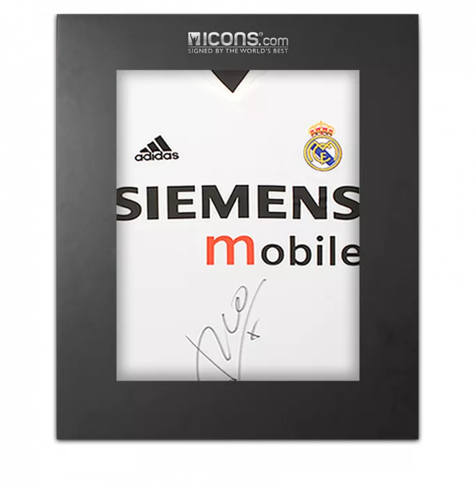 Luis Figo Front Signed Real Madrid 2004-05 Home Shirt - Long Sleeved In Deluxe Packaging