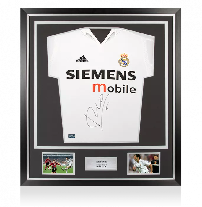 Luis Figo Front Signed Real Madrid 2004-05 Home Shirt In Classic Frame