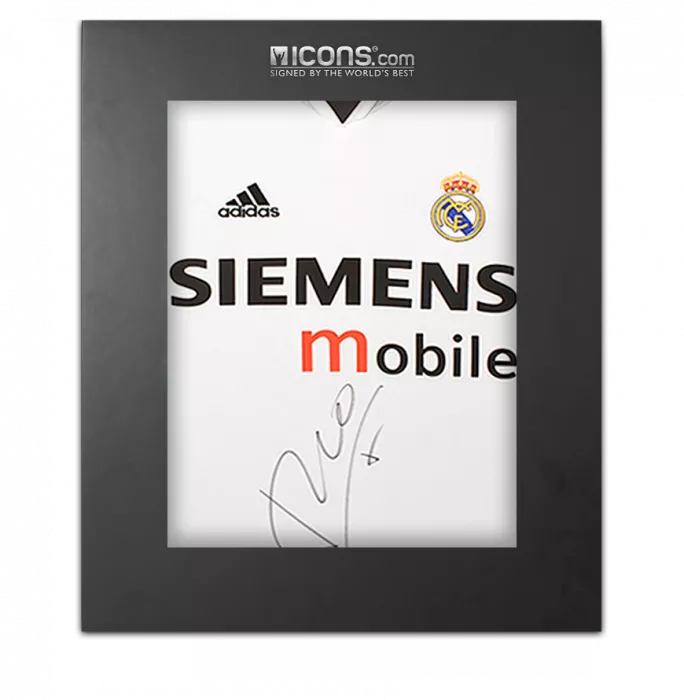 Luis Figo Front Signed Real Madrid 2004-05 Home Shirt In Deluxe Packaging