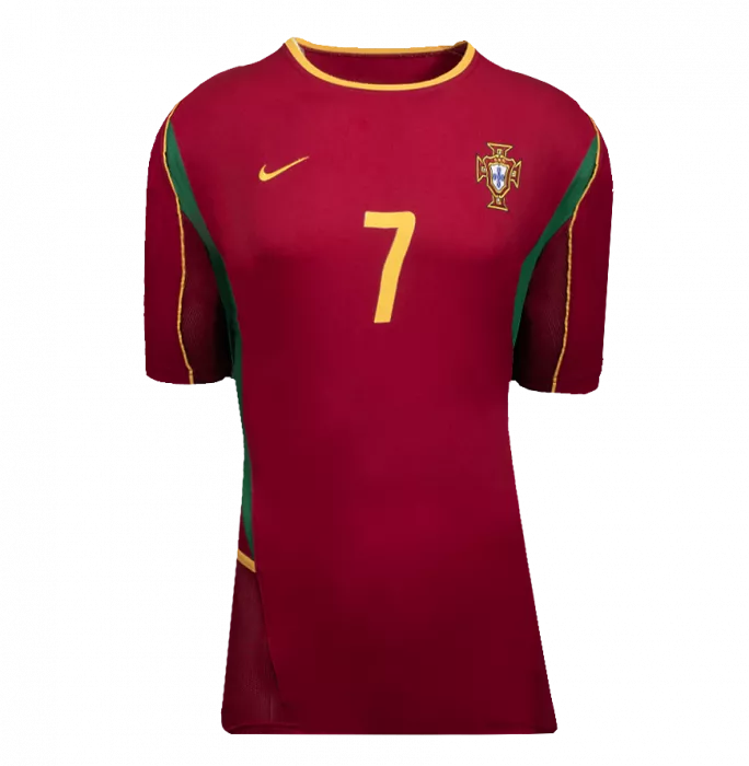 Luis Figo Official 2002 FIFA World Cup™ Back Signed And Hero Framed Portugal 2002-04 Home Shirt