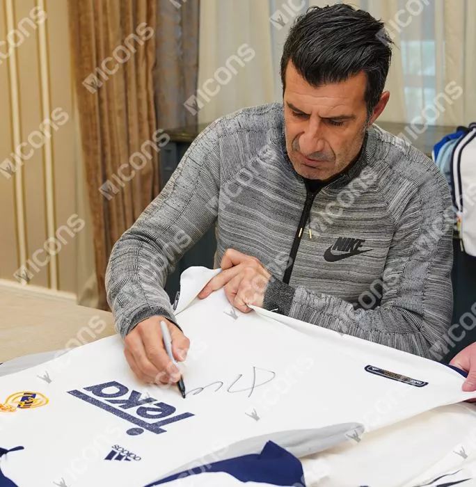 Luis Figo Official Ballon D'Or™ Front Signed And Hero Framed Real Madrid 2000-01 Home Shirt