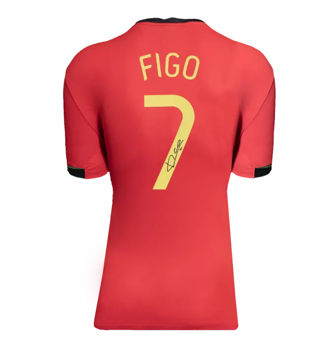 Luis Figo Official FIFA World Cup™ Back Signed And Hero Framed Portugal Modern Home Shirt