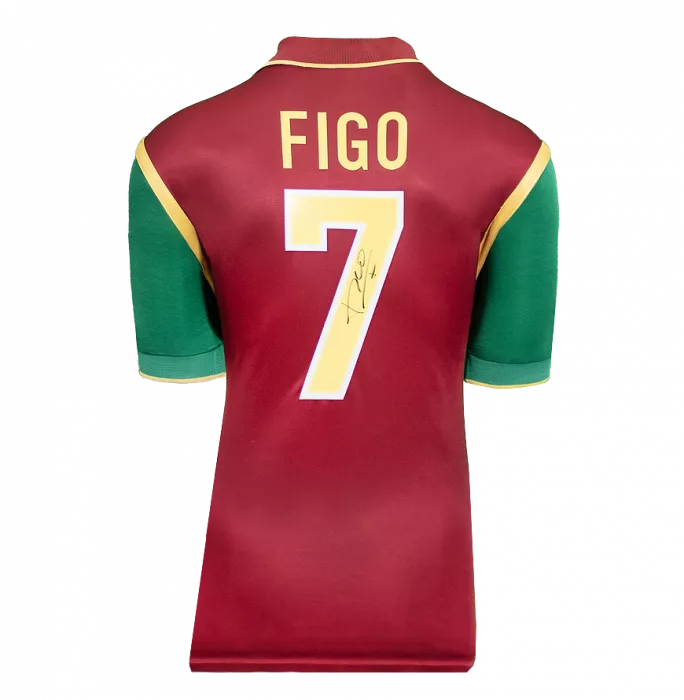 Luis Figo Official FIFA World Cup™ Back Signed And Framed Portugal 1998-00 Home Shirt