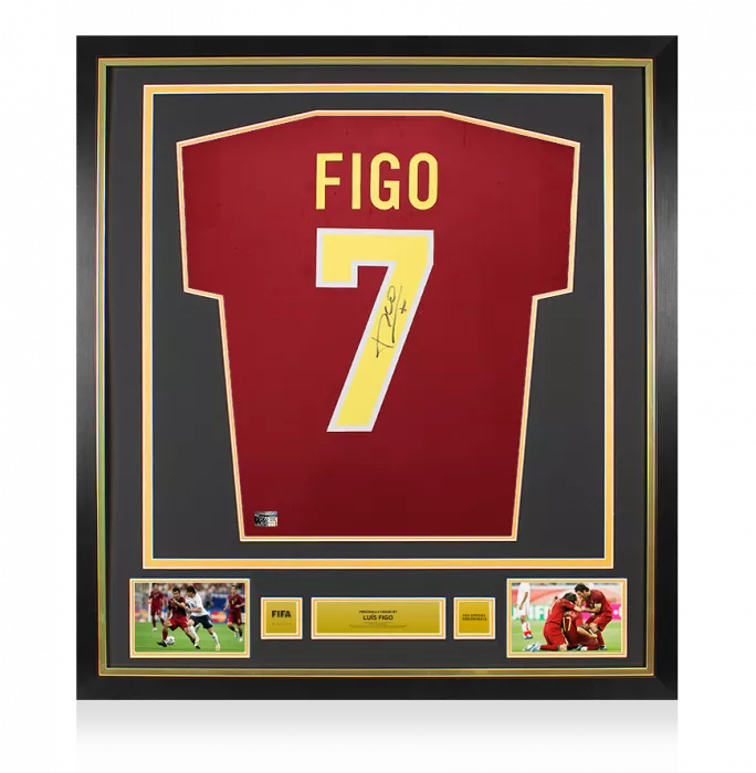 Luis Figo Official FIFA World Cup™ Back Signed and Framed Portugal 1998-00 Home Shirt
