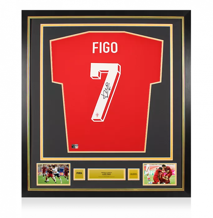 Luis Figo Official FIFA World Cup™ Back Signed and Framed Portugal 2024 Home Shirt