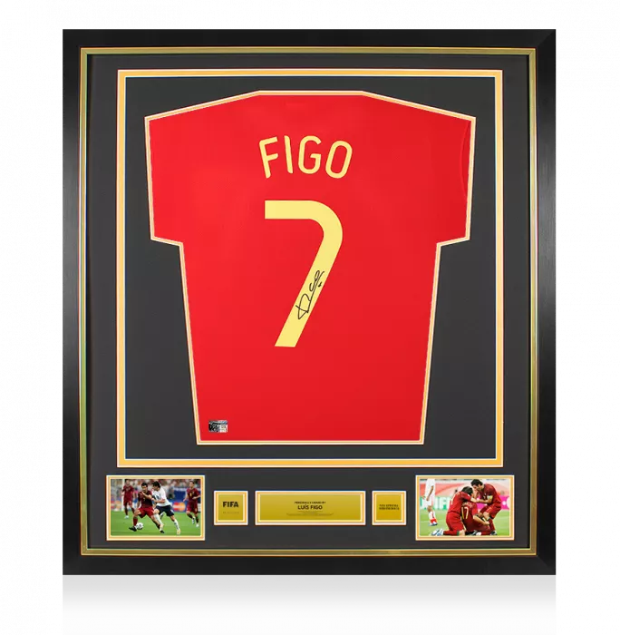 Luis Figo Official FIFA World Cup™ Back Signed and Framed Portugal Modern Home Shirt