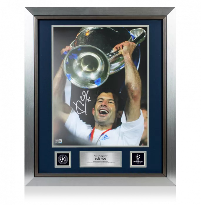 Luis Figo Official UEFA Champions League Signed and Framed Real Madrid Photo: 2002 Winner