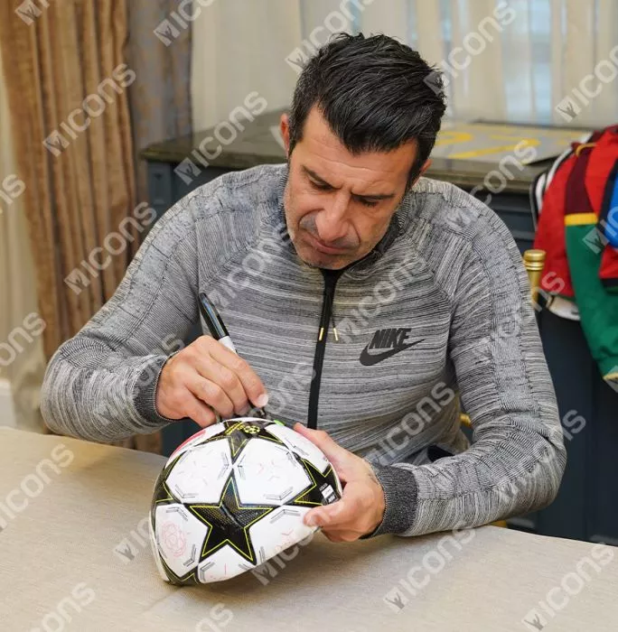 Luis Figo Official UEFA Champions League Signed Football In Acrylic Case