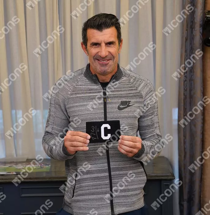 Luis Figo Signed And Framed Captain's Armband - Black