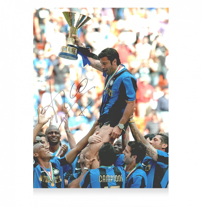 Luis Figo Signed Internazionale Photo: 2008-09 Scudetto Winner