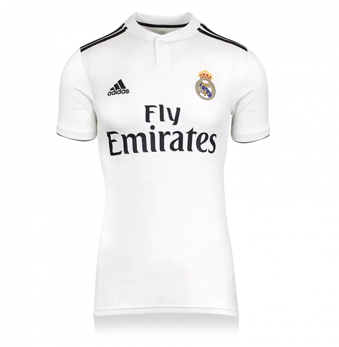 Luis Figo Signed Modern Real Madrid Home Shirt With Fan Style Number In Hero Frame: Option 1