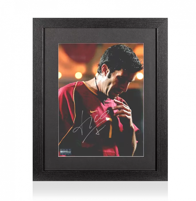 Luis Figo Signed Portugal Photo In Black Wooden Frame: Seleção Legend