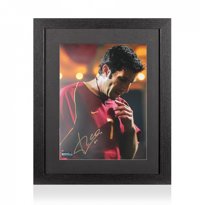 Luis Figo Signed Portugal Photo In Black Wooden Frame: Seleção Legend