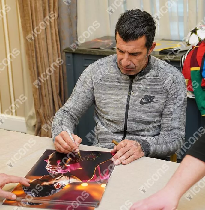 Luis Figo Signed Portugal Photo In Premium Photo Frame: Seleção Legend