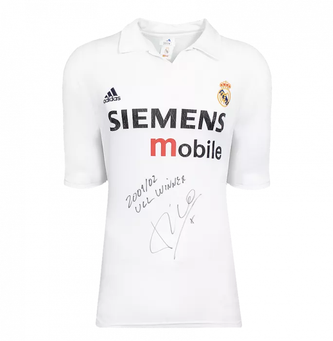Luis Figo Signed Real Madrid Centenary Home Shirt- "01-02 UCL Winner" Inscription In Hero Frame: Option 1