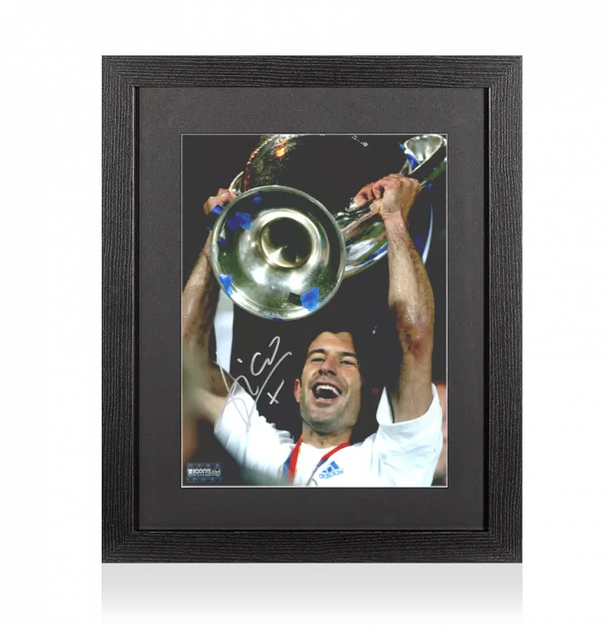 Luis Figo Signed Real Madrid Photo In Black Wooden Frame: 2002 UEFA Champions League Winner