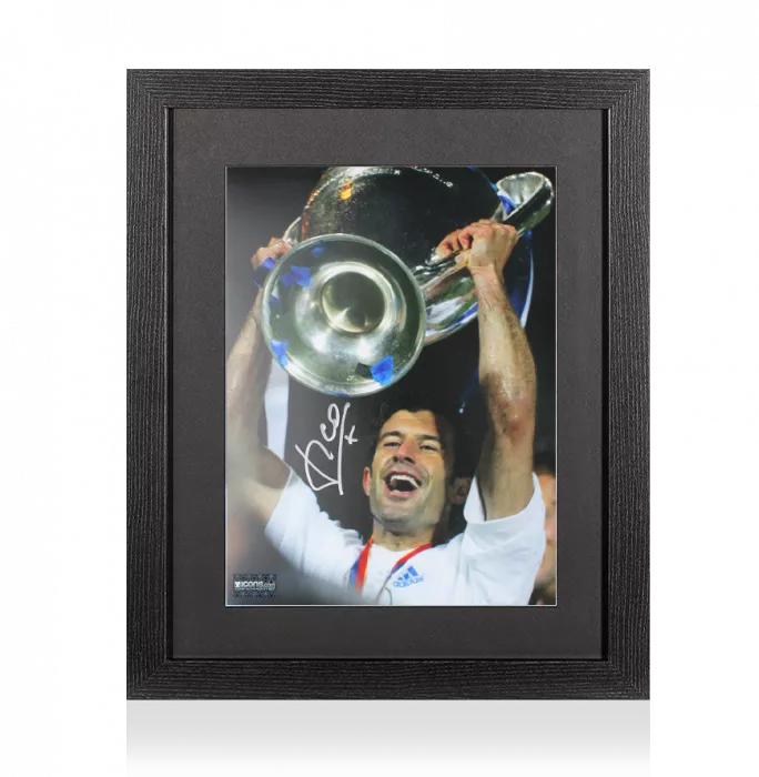 Luis Figo Signed Real Madrid Photo In Black Wooden Frame: 2002 UEFA Champions League Winner