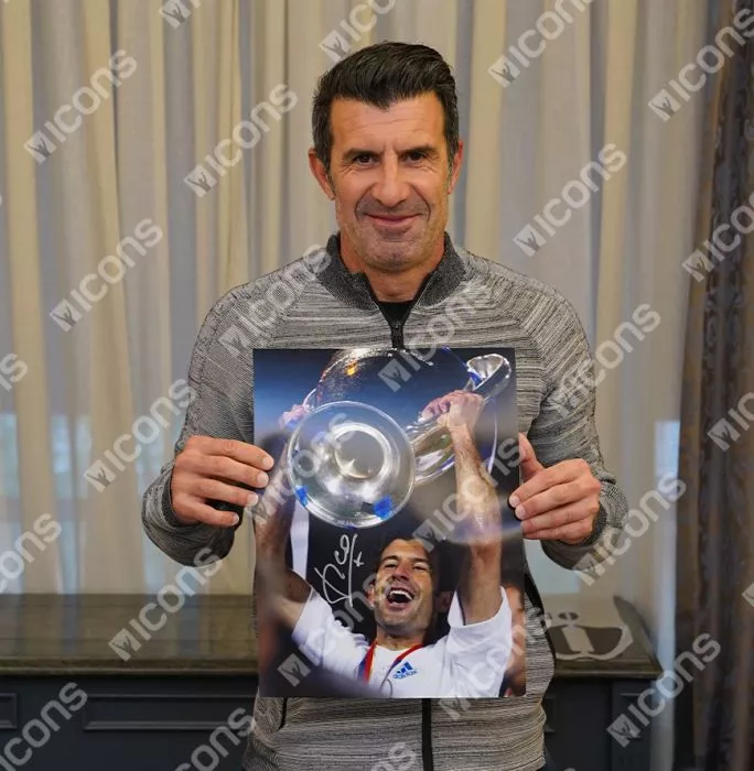 Luis Figo Signed Real Madrid Photo In Premium Photo Frame: 2002 UEFA Champions League Winner